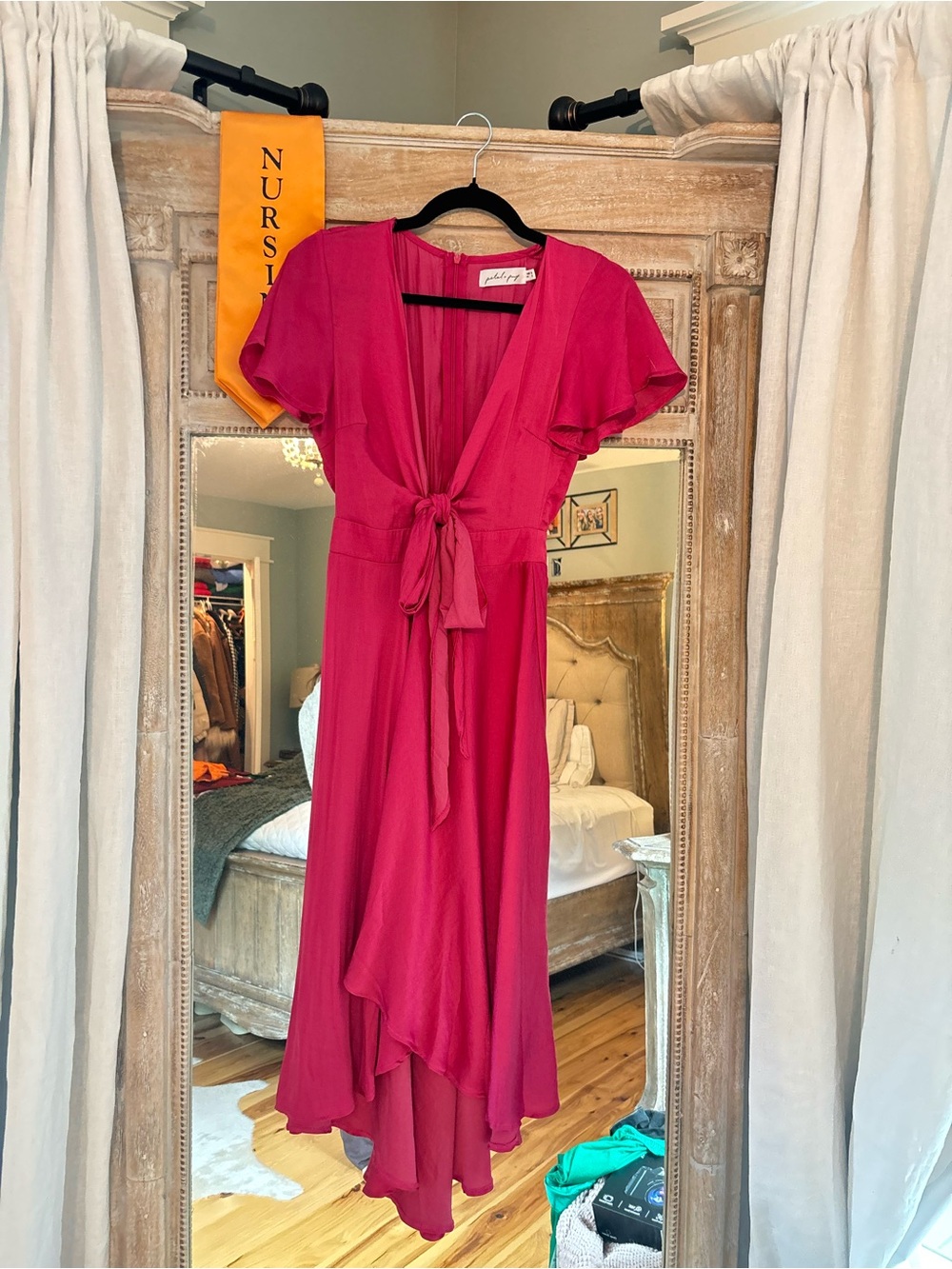 Petal & Pup Hot Pink Tie-Front Midi Dress